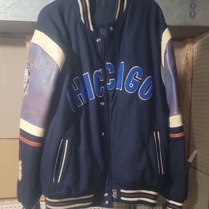 Chicago Varsity Jacket with Blue Accents